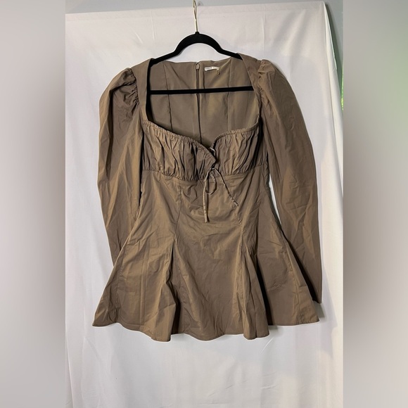 House of CB Carlina Mocha Long Sleeve Mini Dress Size Large - Picture 4 of 9